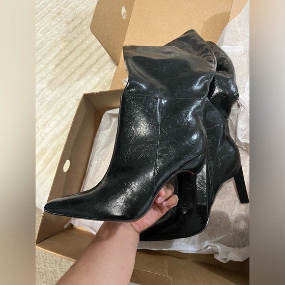 ASOS Black High Knee Heeled Boots - Picture 3 of 7